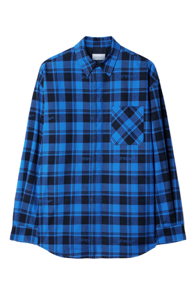 Logo-Embroidered Checked Flannel Shirt